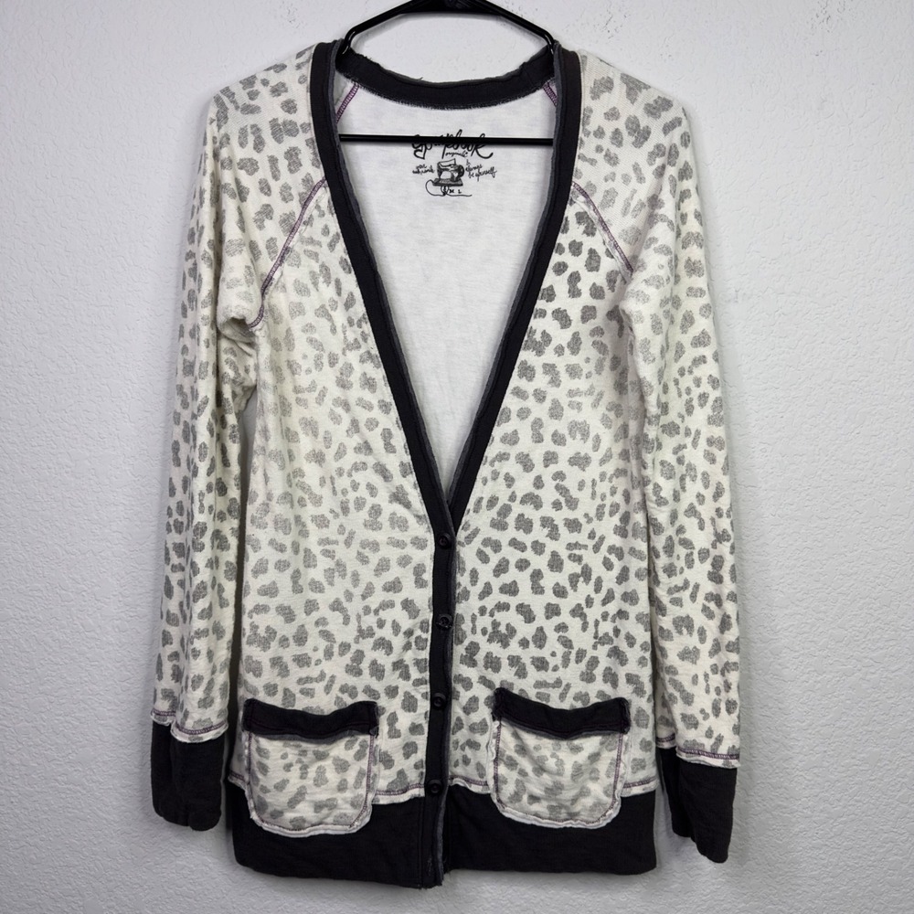 Scrapbook Originals Cardigan Womens S Leopard Print Button Preppy Whimsical Boho
